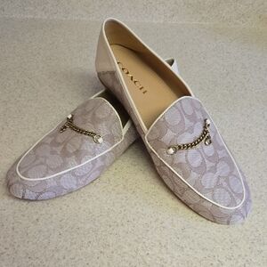 Coach Women's Chain Accent Loafers - Cream and Tan